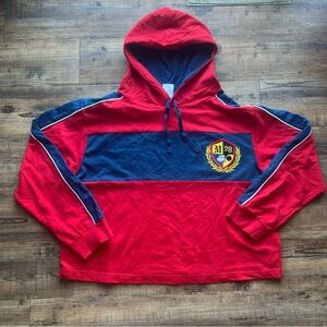 Disney Mickey Mouse and Friends Womens Navy/Red Pullover Cropped Hoodie Size XL